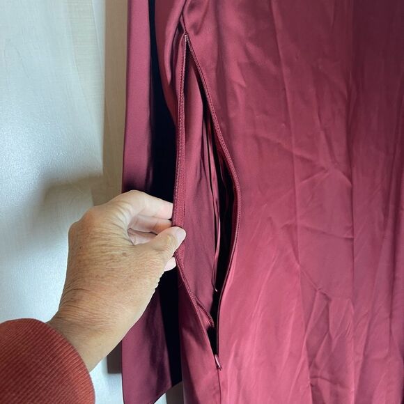 Soft Surroundings Solange Satin Cabernet dress new with tags size 10 cowl neck‎ - Picture 14 of 16